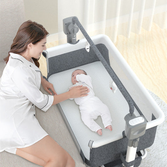 Soothing Baby Bed – Foldable Electric Bassinet with Bedside Splicing