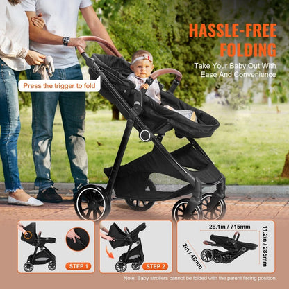 Carbon Steel Infant Stroller – Comfortable Design with Leg Cover &amp; Mesh Net