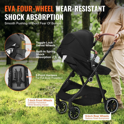 Carbon Steel Infant Stroller – Comfortable Design with Leg Cover &amp; Mesh Net