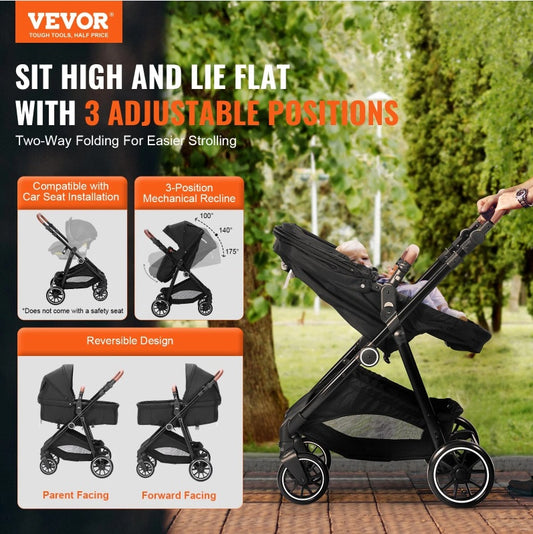 Carbon Steel Infant Stroller – Comfortable Design with Leg Cover &amp; Mesh Net