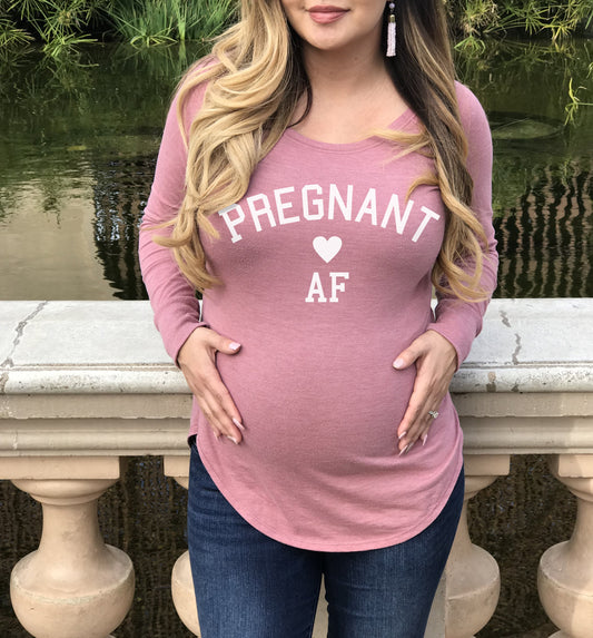 Soft &amp; Stretchy Maternity Top – Comfortable ‘Pregnant AF’ Design