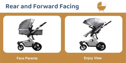 Versatile Baby Stroller – 3-in-1 Aluminium Frame with Car Seat