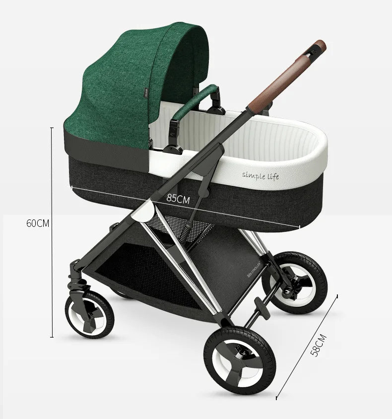 Luxury 3-in-1 Baby Stroller – High-Landscape Pushchair with Car Seat