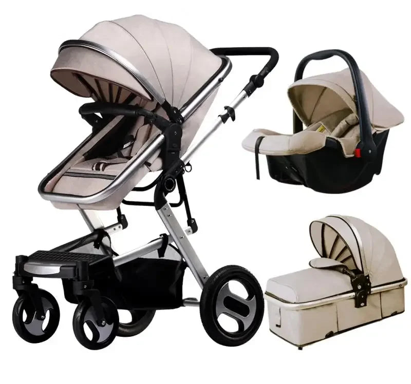 Versatile Baby Stroller – 3-in-1 Aluminium Frame with Car Seat