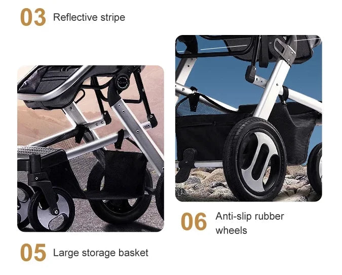 Versatile Baby Stroller – 3-in-1 Aluminium Frame with Car Seat