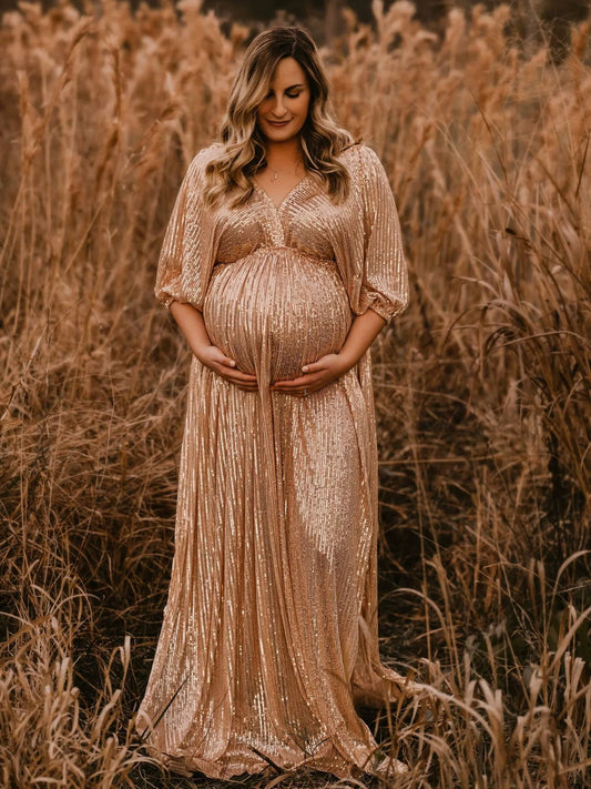 Maternity Photography Gown – Glamorous Sequin Dress for Photoshoots