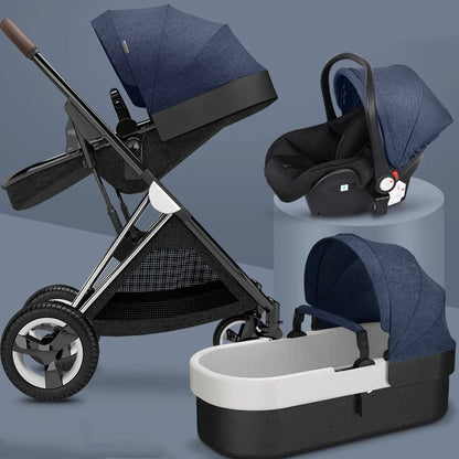 Luxury 3-in-1 Baby Stroller – High-Landscape Pushchair with Car Seat