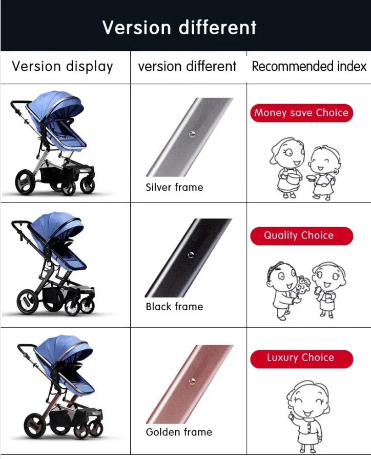 Versatile Baby Stroller – 3-in-1 Aluminium Frame with Car Seat