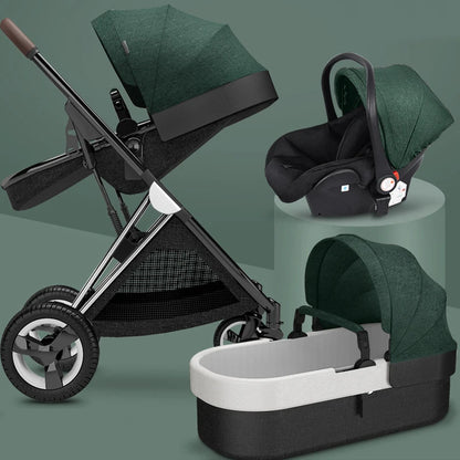 Luxury 3-in-1 Baby Stroller – High-Landscape Pushchair with Car Seat