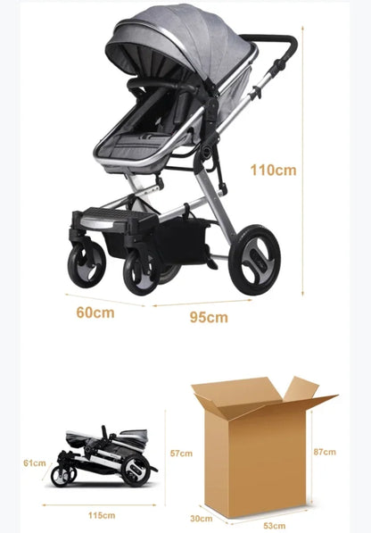 Versatile Baby Stroller – 3-in-1 Aluminium Frame with Car Seat